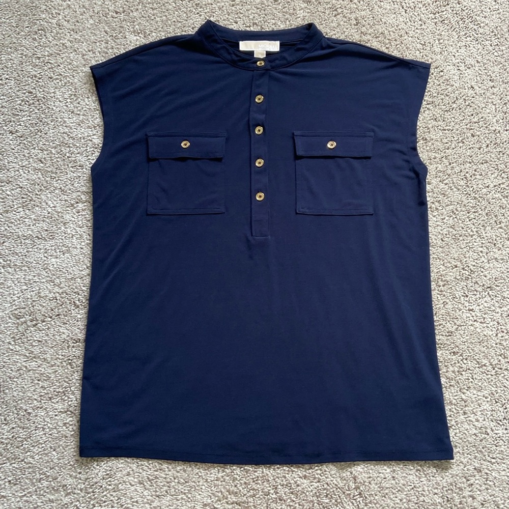 MICHAEL Michael Kors • Navy Blue Sleeveless Blouse